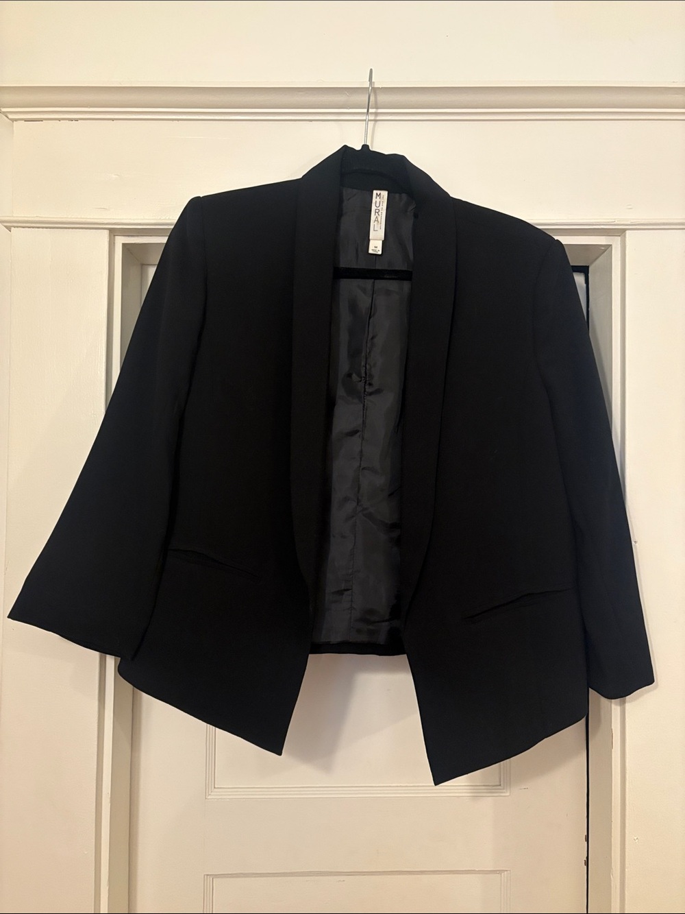 Mural Black Open-Front Blazer